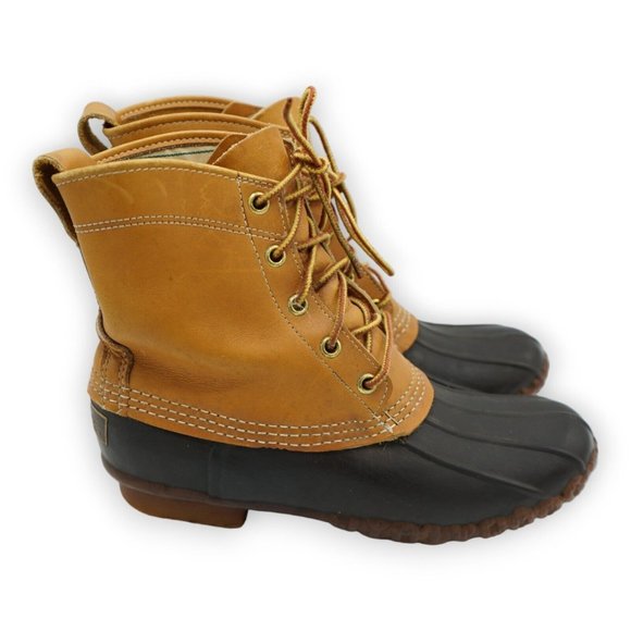 L.L. Bean Maine Hunting Shoe High Top Ankle Boots Women 7 Leather Rubber Lace Up - Picture 1 of 10